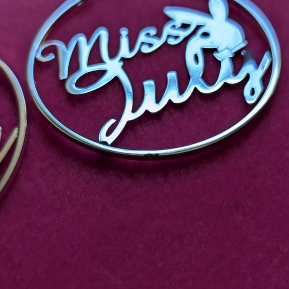Playboy miss july hoop earrings circle Silver color - Picture 7 of 8